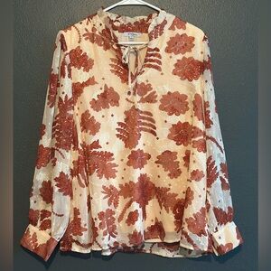 Polagram Floral Blouse in Cream and Brown